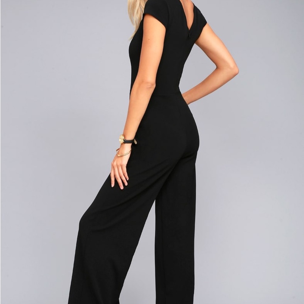 Lulu’s Goal-Getter Black Short Sleeve Jumpsuit - Picture 3 of 5